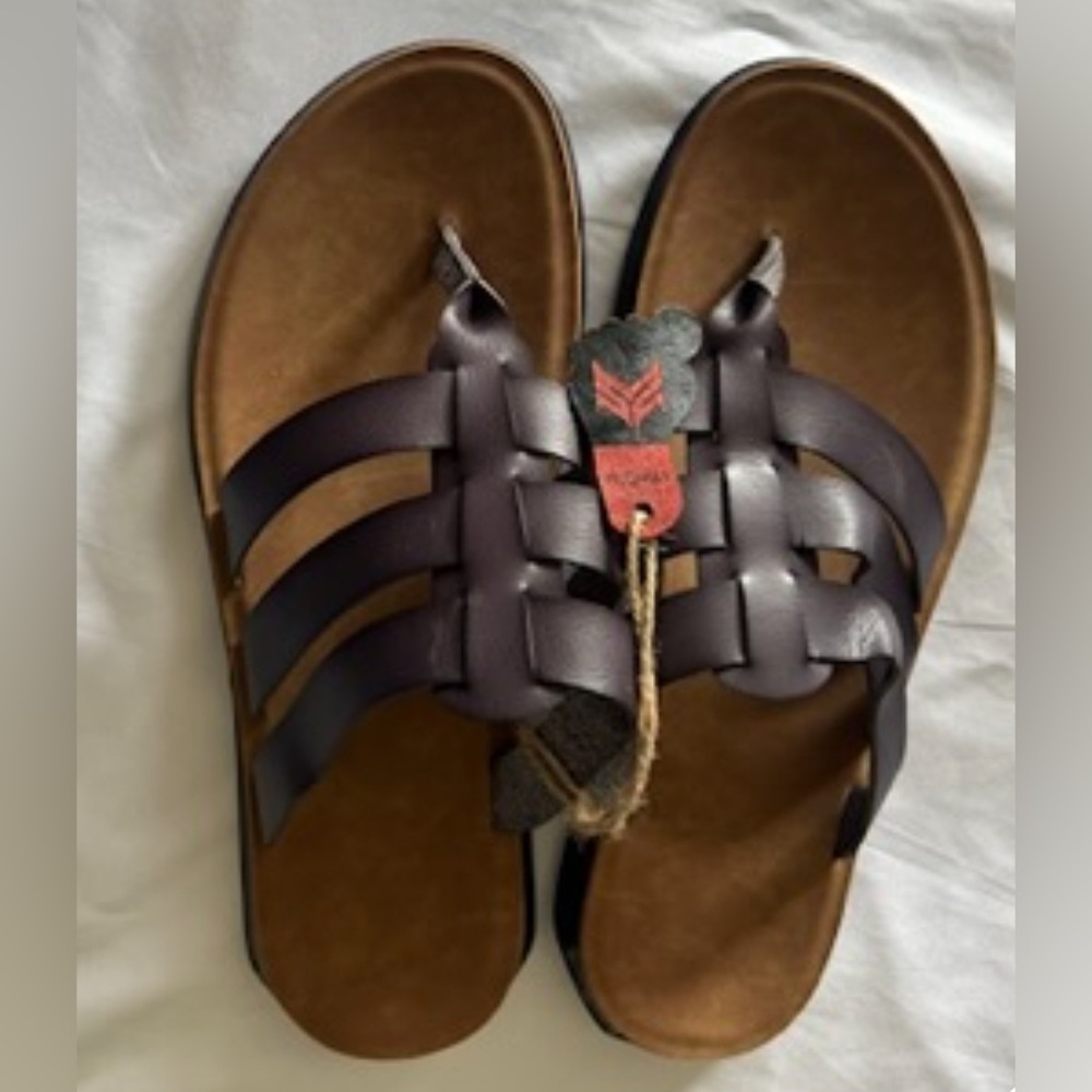 HUOHULI Mens Sandals Leather Comfort Outdoor Slide Sandals